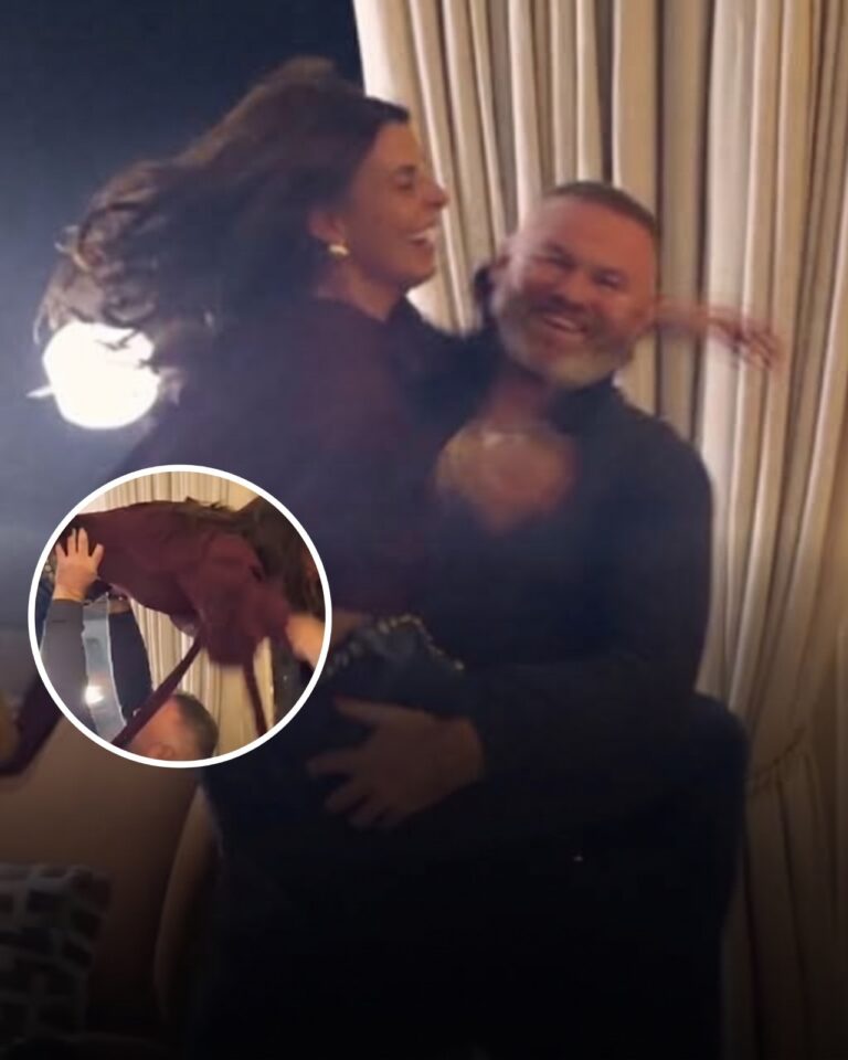 Coleen Rooney recreates Dirty Dancing lift with husband Wayne as they show off their playful sides at his 40th birthday party while pals gush ‘they were like two teenagers in love’